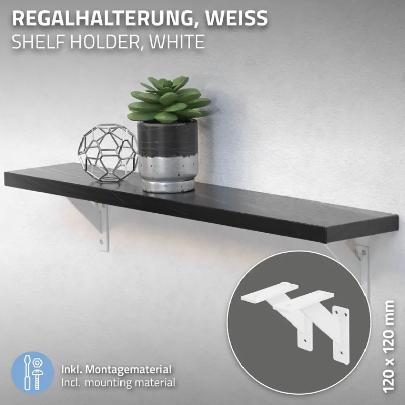 2er Set Wandkonsole Regalhalterung 2x 120 x 120 mm Weiß aus Aluminium ML-Design-ECD Germany Best