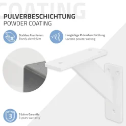 2er Set Wandkonsole Regalhalterung 2x 120 x 120 mm Weiß aus Aluminium ML-Design-ECD Germany Best