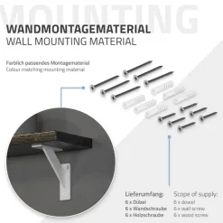 2er Set Wandkonsole Regalhalterung 2x 120 x 120 mm Weiß aus Aluminium ML-Design-ECD Germany Best