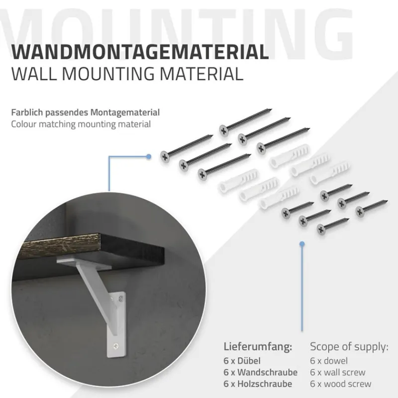 2er Set Wandkonsole Regalhalterung 2x 120 x 120 mm Weiß aus Aluminium ML-Design-ECD Germany Best