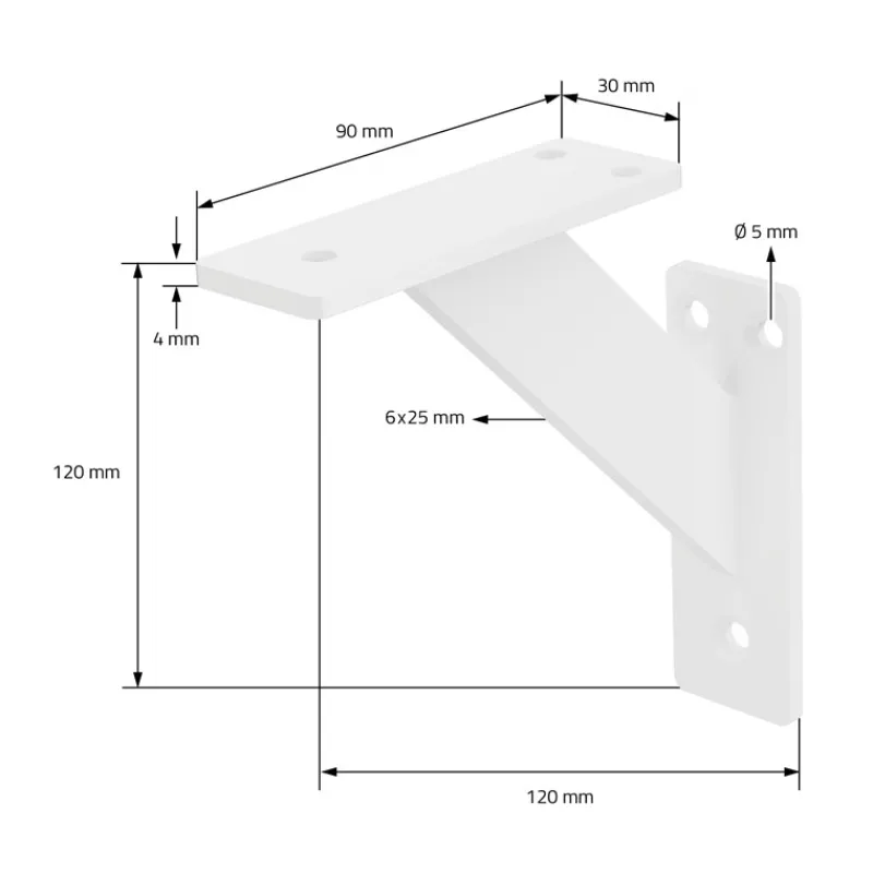 2er Set Wandkonsole Regalhalterung 2x 120 x 120 mm Weiß aus Aluminium ML-Design-ECD Germany Best