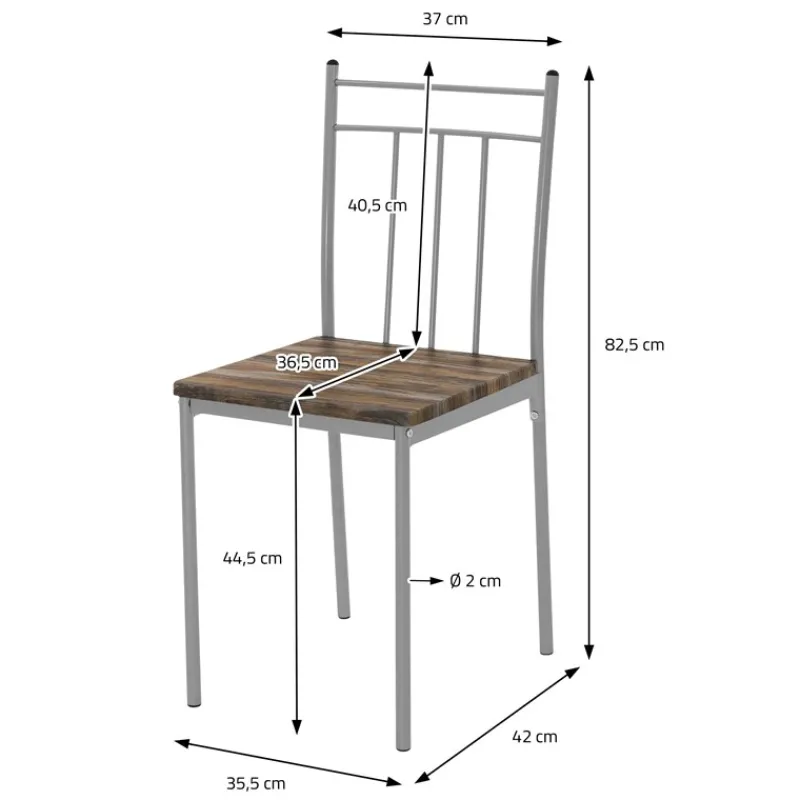 Essgruppe für 4 Personen 5-teilig mit Esstisch und 4 Stühlen Braun aus Holz ML-Design-ECD Germany New