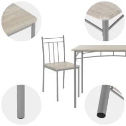 Essgruppe für 4 Personen 5-teilig mit Esstisch und 4 Stühlen Eiche hell aus Holz ML-Design-ECD Germany Online