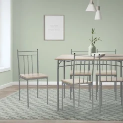 Essgruppe für 4 Personen 5-teilig mit Esstisch und 4 Stühlen Eiche hell aus Holz ML-Design-ECD Germany Online