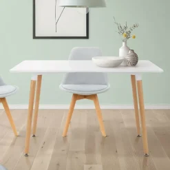 Esstisch aus Holz 120x70 cm Matt Weiß Esszimmertisch für 4-6 Personen ML-Design-ECD Germany New