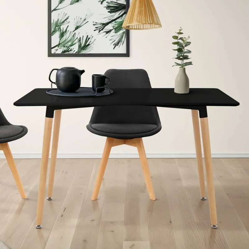 Esstisch aus Holz 120x70 cm Matt Schwarz Esszimmertisch für 4-6 Personen ML-Design-ECD Germany Best