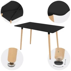 Esstisch aus Holz 120x70 cm Matt Schwarz Esszimmertisch für 4-6 Personen ML-Design-ECD Germany Best