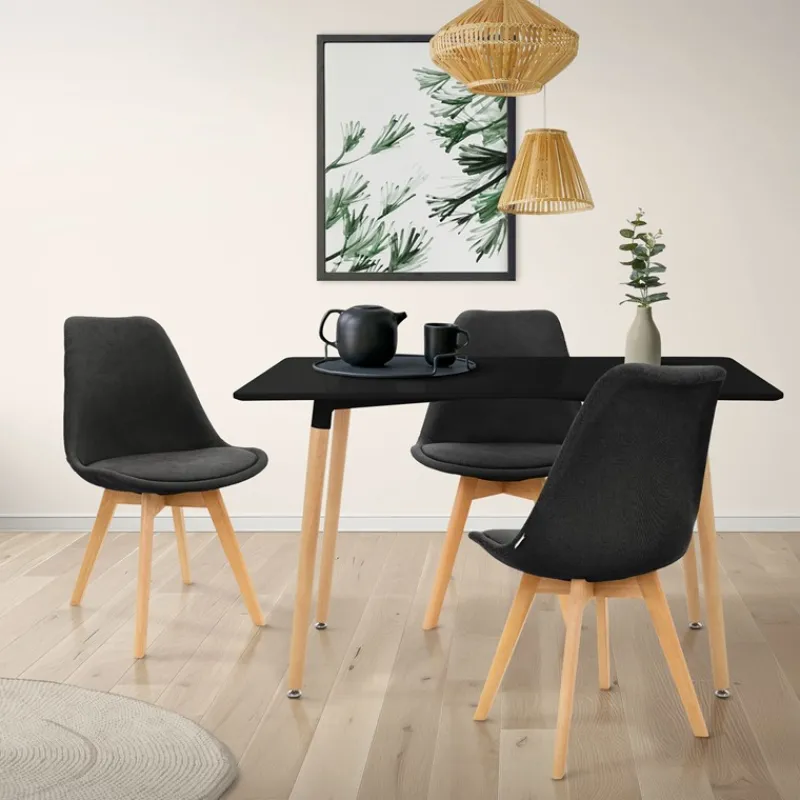 Esstisch aus Holz 120x70 cm Matt Schwarz Esszimmertisch für 4-6 Personen ML-Design-ECD Germany Best