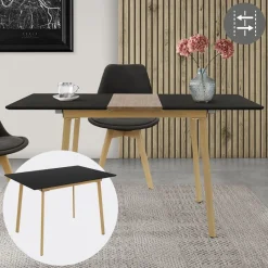 Esstisch ausziehbar in Schwarz 110-140x75 cm aus Holz Esszimmertisch für 4-6 Personen ML-Design-ECD Germany New