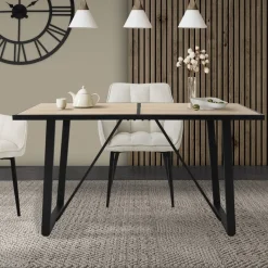 Esstisch 140x70 cm mit schwarzem Gestell für 4-6 Personen ML-Design-ECD Germany Outlet