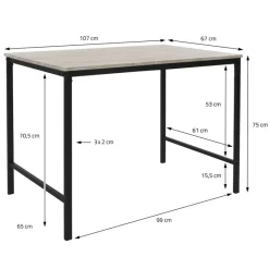 Esszimmergruppe mit 2 Bänken 3-Teilig mit Esstisch Sonoma-Eiche Stahlgestell ML-Design-ECD Germany Online