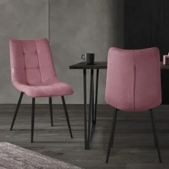 Esszimmerstühle 2er Set Altorsa Küchenstuhl mit Polyesterbezug und Stahlbeinen ML-Design-ECD Germany Clearance