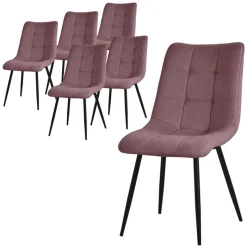 Esszimmerstühle 6er Set Altorsa Küchenstuhl mit Polyesterbezug und Stahlbeinen ML-Design-ECD Germany