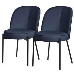 Esszimmerstühle 2er Set Dunkelblau mit Rückenlehne, Polsterstühle für Esszimmer & Küche ML-Design-ECD Germany New