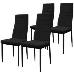 Esszimmerstühle 4er Set, Kunstleder-Bezug, Schwarz, Polsterstuhl mit Metallbeinen ML-Design-ECD Germany Discount