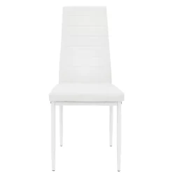 Esszimmerstühle 4er Set, Kunstleder-Bezug, Weiß, Polsterstuhl mit Metallbeinen ML-Design-ECD Germany New