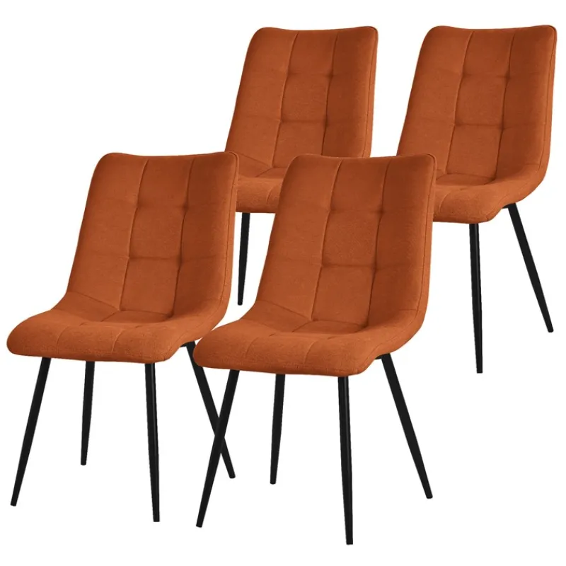 Esszimmerstühle 4er Set Orange Küchenstuhl mit Polyesterbezug und Stahlbeinen ML-Design-ECD Germany Hot