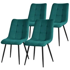 Esszimmerstühle 4er Set Petrol Küchenstuhl mit Polyesterbezug und Stahlbeinen ML-Design-ECD Germany Best