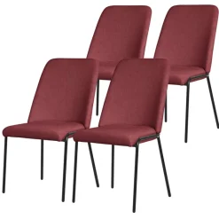 Esszimmerstühle 4er Set Rot mit Rückenlehne, Polsterstühle für Esszimmer & Küche ML-Design-ECD Germany