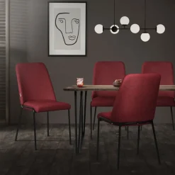 Esszimmerstühle 4er Set Rot mit Rückenlehne, Polsterstühle für Esszimmer & Küche ML-Design-ECD Germany