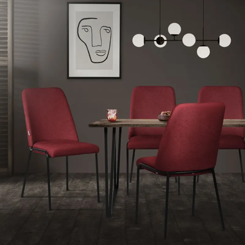 Esszimmerstühle 4er Set Rot mit Rückenlehne, Polsterstühle für Esszimmer & Küche ML-Design-ECD Germany