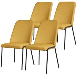 Esszimmerstühle 4er Set Senf mit Rückenlehne, Polsterstühle für Esszimmer & Küche ML-Design-ECD Germany Discount