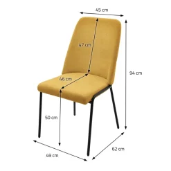 Esszimmerstühle 4er Set Senf mit Rückenlehne, Polsterstühle für Esszimmer & Küche ML-Design-ECD Germany Discount