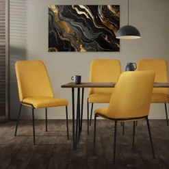 Esszimmerstühle 4er Set Senf mit Rückenlehne, Polsterstühle für Esszimmer & Küche ML-Design-ECD Germany Discount