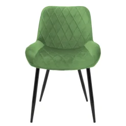 Esszimmerstühle mit Rücken- & Armlehne 2er Set Salbei Samtbezug mit Metallbeinen ML-Design-ECD Germany