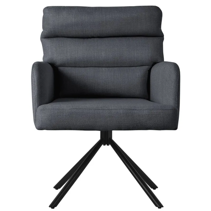 Esszimmerstuhl Anthrazit drehbar mit abnehmbaren Rückenkissen gepolstert bis 120 Kilogramm-ECD Germany Best