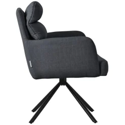 Esszimmerstuhl Anthrazit drehbar mit abnehmbaren Rückenkissen gepolstert bis 120 Kilogramm-ECD Germany Best