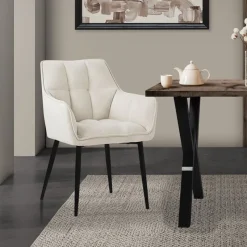 Esszimmerstuhl Creme aus Frotteestoff mit gepolstertem Sitz ML-Design-ECD Germany Outlet