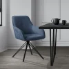 Esszimmerstuhl drehbar Blau aus Textil Webstoff Küchenstuhl mit Rücken- und Armlehne ML-Design-ECD Germany Discount