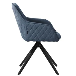Esszimmerstuhl drehbar Blau aus Textil Webstoff Küchenstuhl mit Rücken- und Armlehne ML-Design-ECD Germany Discount