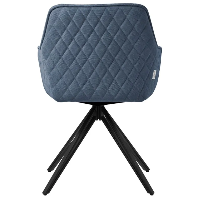 Esszimmerstuhl drehbar Blau aus Textil Webstoff Küchenstuhl mit Rücken- und Armlehne ML-Design-ECD Germany Discount
