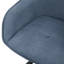 Esszimmerstuhl drehbar Blau aus Textil Webstoff Küchenstuhl mit Rücken- und Armlehne ML-Design-ECD Germany Discount