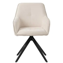 Esszimmerstuhl drehbar Creme aus Textil Webstoff mit Rücken- und Armlehne ML-Design-ECD Germany Outlet