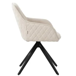 Esszimmerstuhl drehbar Creme aus Textil Webstoff mit Rücken- und Armlehne ML-Design-ECD Germany Outlet