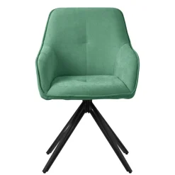 Esszimmerstuhl drehbar 2er Set Grün aus Textil Webstoff Küchenstuhl mit Rücken- und Armlehne ML-Design-ECD Germany Outlet