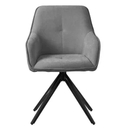 Esszimmerstuhl drehbar Grau aus Textil Webstoff mit Rücken- und Armlehne ML-Design-ECD Germany