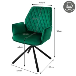 Esszimmerstuhl drehbar mit Rücken- und Armlehnen Dunkelgrün Küchenstuhl mit Microfaser-Samtbezug ML-Design-ECD Germany Clearance