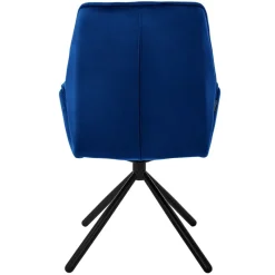 Esszimmerstuhl drehbar mit Rücken- und Armlehnen Dunkelblau Küchenstuhl mit Microfaser-Samtbezug ML-Design-ECD Germany