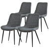 Esszimmerstuhl 4er Set Anthrazit mit Kunstlederbezug und Stahlbeinen Küchenstuhl mit Rückenlehne ML-Design-ECD Germany Hot