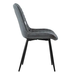 Esszimmerstuhl 4er Set Anthrazit mit Kunstlederbezug und Stahlbeinen Küchenstuhl mit Rückenlehne ML-Design-ECD Germany Hot