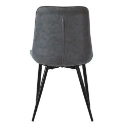 Esszimmerstuhl 4er Set Anthrazit mit Kunstlederbezug und Stahlbeinen Küchenstuhl mit Rückenlehne ML-Design-ECD Germany Hot