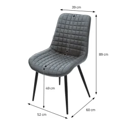 Esszimmerstuhl 4er Set Anthrazit mit Kunstlederbezug und Stahlbeinen Küchenstuhl mit Rückenlehne ML-Design-ECD Germany Hot