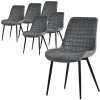 Esszimmerstuhl 6er Set Anthrazit mit Samtbezug und Stahlbeinen Küchenstuhl mit Rückenlehne ML-Design-ECD Germany Best