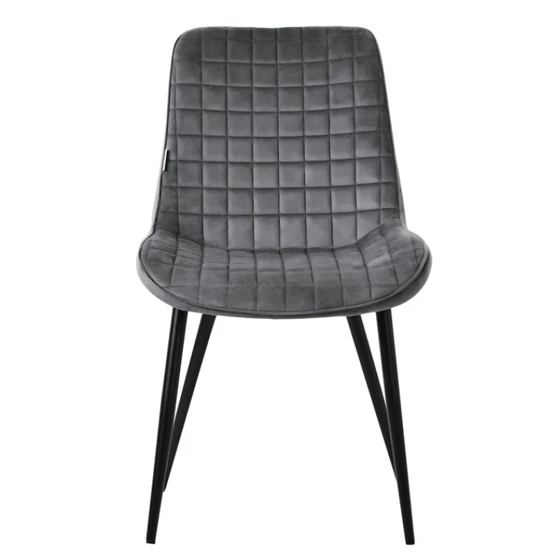 Esszimmerstuhl 6er Set Anthrazit mit Samtbezug und Stahlbeinen Küchenstuhl mit Rückenlehne ML-Design-ECD Germany Best