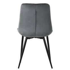 Esszimmerstuhl 6er Set Anthrazit mit Samtbezug und Stahlbeinen Küchenstuhl mit Rückenlehne ML-Design-ECD Germany Best