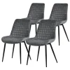 Esszimmerstuhl 4er Set Anthrazit mit Samtbezug und Stahlbeinen Küchenstuhl mit Rückenlehne ML-Design-ECD Germany Hot